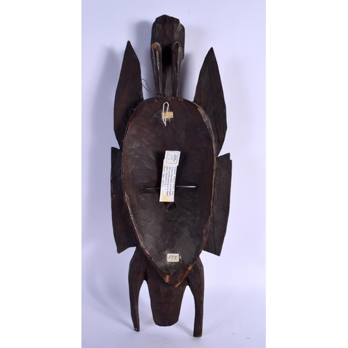 433 - AN AFRICAN TRIBAL SENUPO KPELE MASK. 45 cm x 17 cm. Provenance: Ex Neatham Mill Collection.