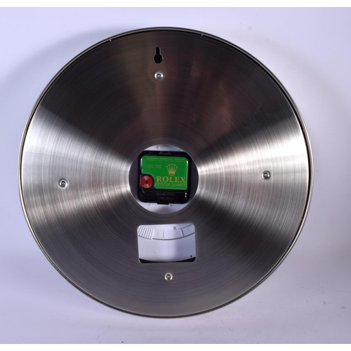 451 - A ROLEX SHOP DISPLAY ADVERTISING WALL CLOCK. 33 cm diameter.