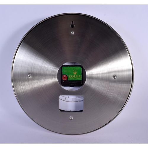 455 - A ROLEX SHOP DISPLAY ADVERTISING WALL CLOCK. 33 cm diameter.