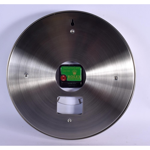 458 - A ROLEX SHOP DISPLAY ADVERTISING WALL CLOCK. 33 cm diameter.
