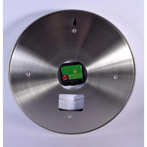 460 - A ROLEX SHOP DISPLAY ADVERTISING WALL CLOCK. 33 cm diameter.