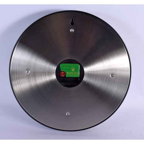 464 - A ROLEX SHOP DISPLAY ADVERTISING WALL CLOCK. 33 cm diameter.