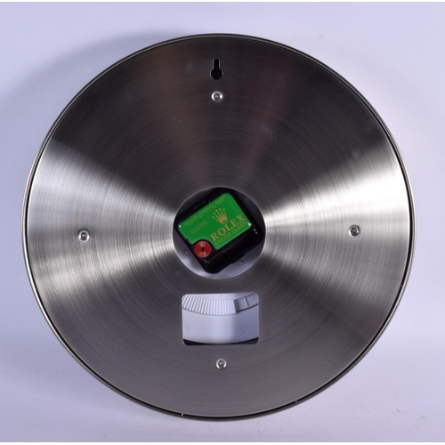 473 - A ROLEX SHOP DISPLAY ADVERTISING WALL CLOCK. 33 cm diameter.