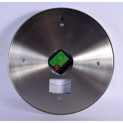 474 - A ROLEX SHOP DISPLAY ADVERTISING WALL CLOCK. 33 cm diameter.
