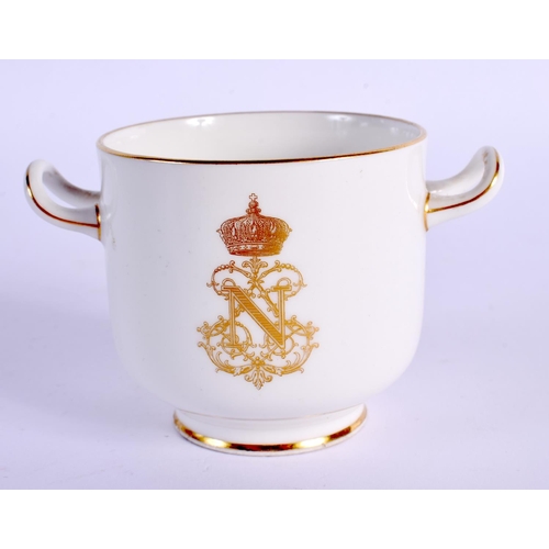 475 - SÈVRES TWIN HANDLED CUP FROM THE IMPERIAL COMPIEGNE SERVICE PRODUCED FOR NAPOLEON III, DECORATED IN ... 