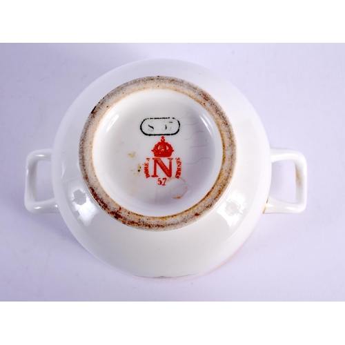 475 - SÈVRES TWIN HANDLED CUP FROM THE IMPERIAL COMPIEGNE SERVICE PRODUCED FOR NAPOLEON III, DECORATED IN ... 