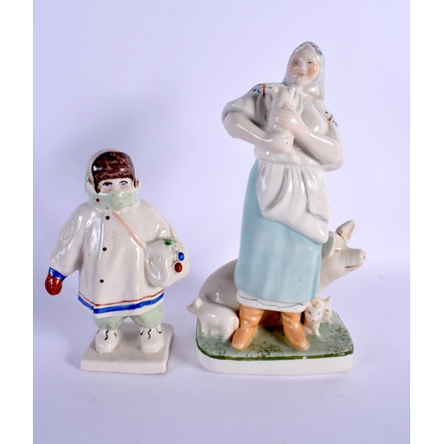 477 - A GROUP OF RUSSIAN USSR SOVIET PORCELAIN FIGUES in various forms and sizes. Largest 29 cm high. (10)