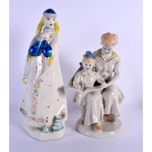 477 - A GROUP OF RUSSIAN USSR SOVIET PORCELAIN FIGUES in various forms and sizes. Largest 29 cm high. (10)