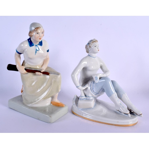 477 - A GROUP OF RUSSIAN USSR SOVIET PORCELAIN FIGUES in various forms and sizes. Largest 29 cm high. (10)