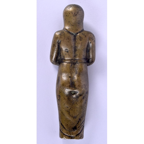 11 - A RARE 19TH CENTURY FRENCH EGYPTIAN REVIVAL BRONZE PHAROAH AMULET modelled with arms crossed. 10 cm ... 