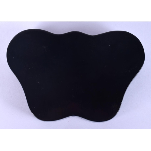 14 - A 19TH CENTURY CHINESE BLACK LACQUER MOTHER OF PEARL INLAID BOX in the form of a butterfly. 10 cm x ... 