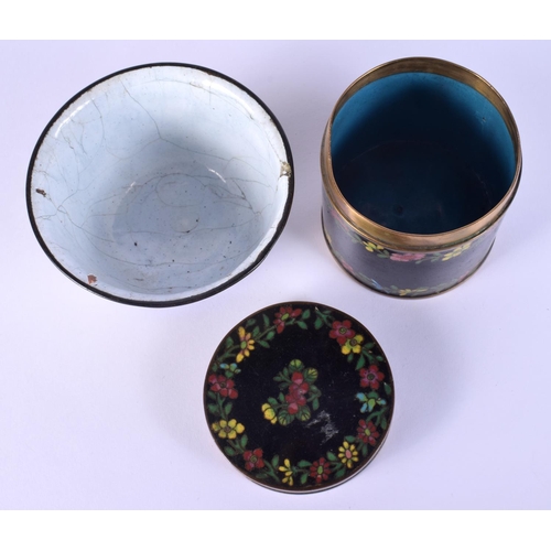 15 - AN 18TH/19TH CENTURY CHINESE CLOISONNE ENAMEL TEABOWL Late Qianlong/Jiaqing, together with a Chinese... 