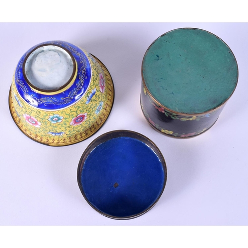 15 - AN 18TH/19TH CENTURY CHINESE CLOISONNE ENAMEL TEABOWL Late Qianlong/Jiaqing, together with a Chinese... 
