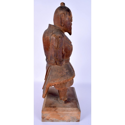 16 - A RARE LARGE 16TH CENTURY JAPANESE MUROMACHI PERIOD CARVED WOOD WARRIOR (1333-1573) modelled in armo... 