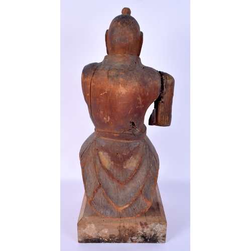 16 - A RARE LARGE 16TH CENTURY JAPANESE MUROMACHI PERIOD CARVED WOOD WARRIOR (1333-1573) modelled in armo... 