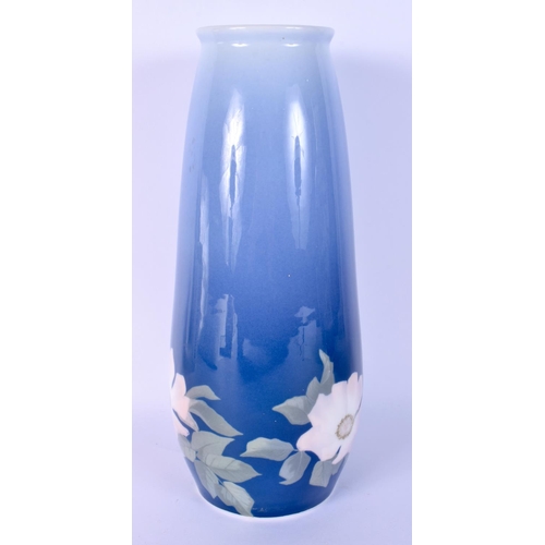 24 - A LARGE ROYAL COPENHAGEN PORCELAIN VASE painted with flowers. 27 cm high.