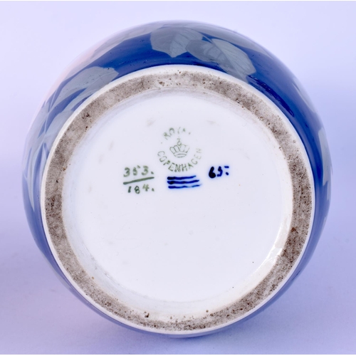 24 - A LARGE ROYAL COPENHAGEN PORCELAIN VASE painted with flowers. 27 cm high.