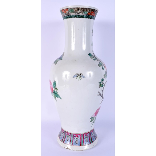 25 - A LARGE 19TH CENTURY CHINESE FAMILLE ROSE BALUSTER VASE Guangxu, painted with birds and foliage. 35 ... 