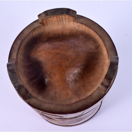 37 - A FINE 19TH CENTURY JAPANESE MEIJI PERIOD CARVED BAMBOO BRUSH POT decorated with samurai fighting. 1... 