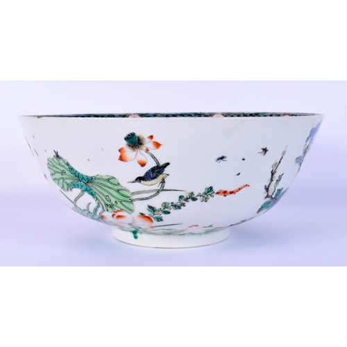 4 - A LARGE EARLY 18TH CENTURY CHINESE FAMILLE VERTE PORCELAIN BOWL Late Kangxi, painted with bold folia... 