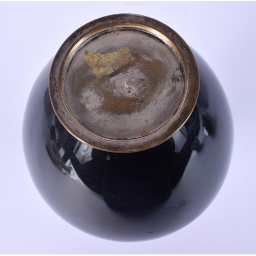 44 - A LATE 19TH CENTURY JAPANESE MEIJI PERIOD CLOISONNE ENAMEL VASE decorated with foliage. 18.5 cm high... 