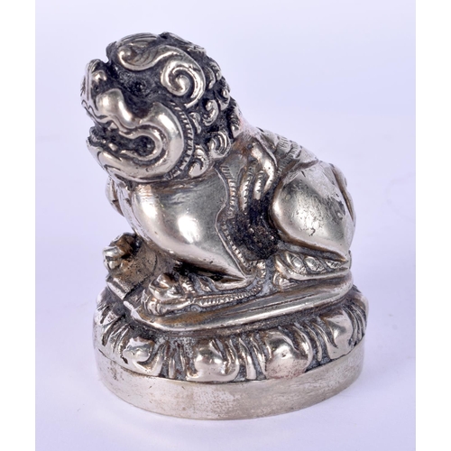 49 - A RARE 19TH CENTURY CHINESE TIBETAN BUDDHISTIC LION SEAL probably silver. 5 cm x 4 cm.