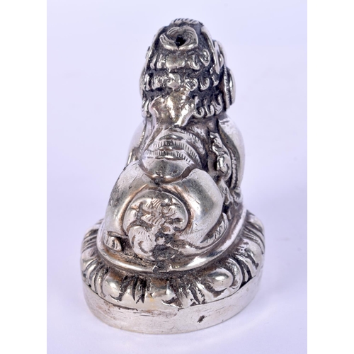 49 - A RARE 19TH CENTURY CHINESE TIBETAN BUDDHISTIC LION SEAL probably silver. 5 cm x 4 cm.