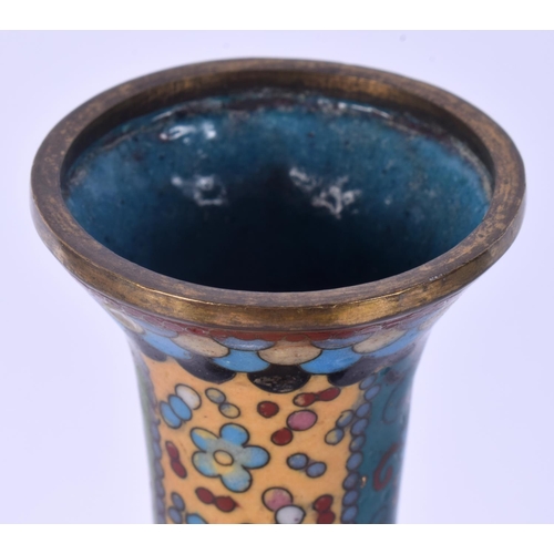 50 - A 19TH CENTURY JAPANESE MEIJI PERIOD TRI COLOUR CLOISONNE ENAMEL VASE decorated birds and motifs. 22... 
