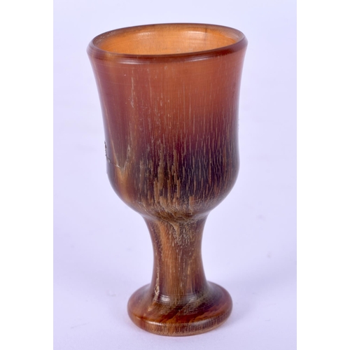 53 - A 19TH CENTURY CHINESE CARVED RHINOCEROS HORN GOBLET of tiny proportions. 14 grams. 4.75 cm high.