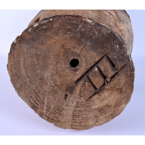 58 - A LARGE 19TH CENTURY CHINESE CARVED POLYCHROMED WOOD BUST OF GUANYIN modelled wearing a tiger mask. ... 