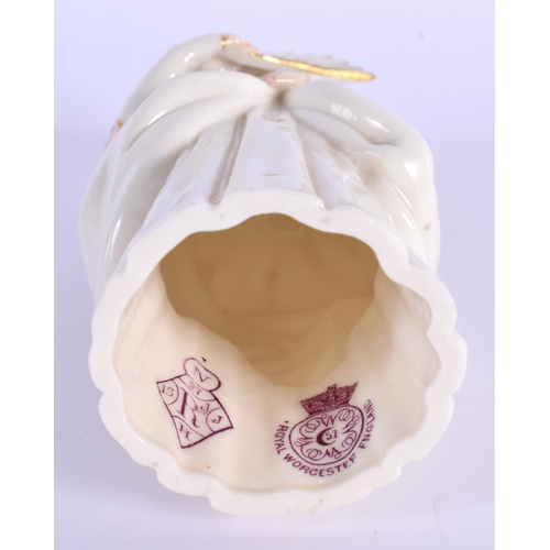 107 - Royal Worcester candlesnuffer modelled as the Town Girl, holding an open fan, date mark 1892. 12cm h... 