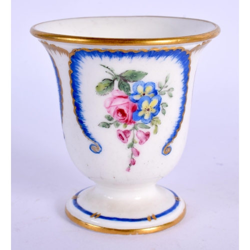 135 - 18th c. Sevres sorbet cup painted with flowers in blue panels, interlaced blue Ls and gilders mark ... 