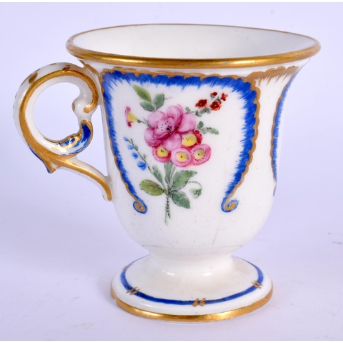 135 - 18th c. Sevres sorbet cup painted with flowers in blue panels, interlaced blue Ls and gilders mark ... 