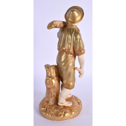 153 - Royal Worcester figure of a woodsman decorated in two tone shot gold shape 1774, date code 1954. 18c... 