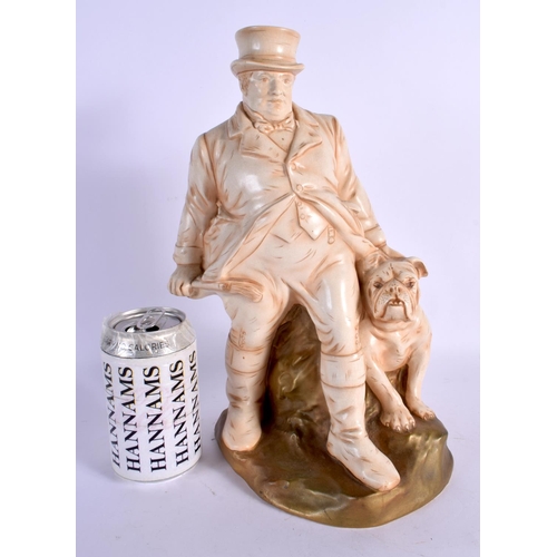 17 - AN UNUSUAL CROWN DEVON FIELDINGS POTTERY FIGURE OF JOHN BULL modelled beside a bull dog. 32 cm x 14 ... 