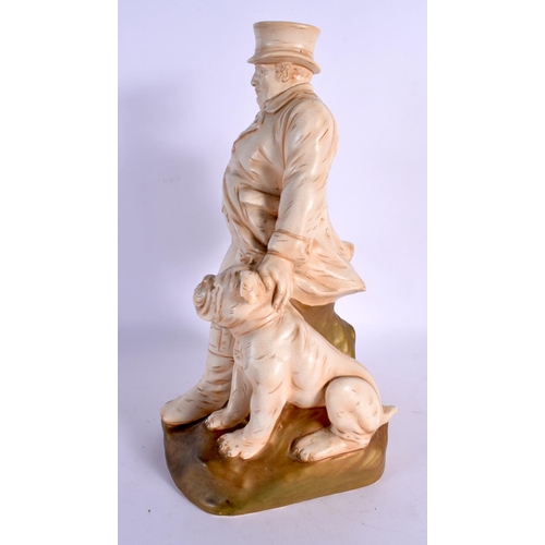 17 - AN UNUSUAL CROWN DEVON FIELDINGS POTTERY FIGURE OF JOHN BULL modelled beside a bull dog. 32 cm x 14 ... 