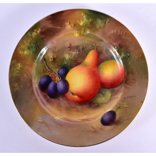 178 - Royal Worcester plate painted with fruit by H. Ayrton, signed, date code 1929. 15.5cm diameter.