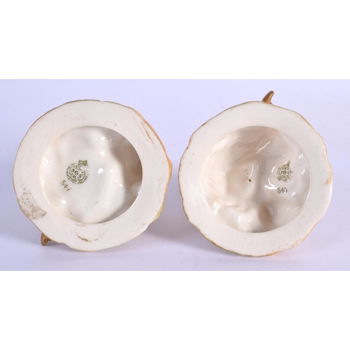 182 - Royal Worcester blush ivory rare pair of figures of a boy and girl playing instruments shape 547 dat... 