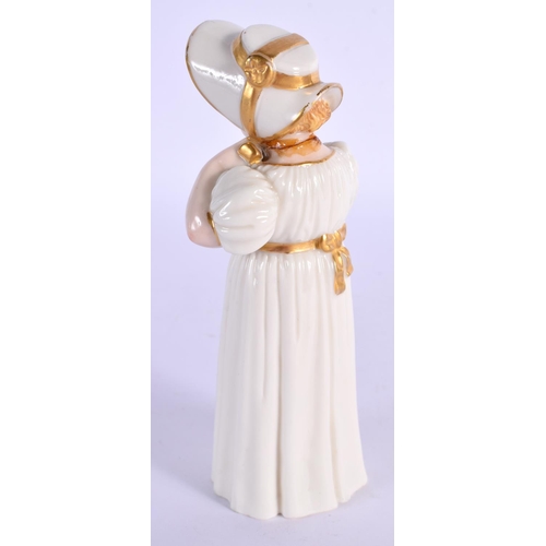 196 - Royal Worcester candlesnuffer of the Country Girl date code for 1904. 12cm high.