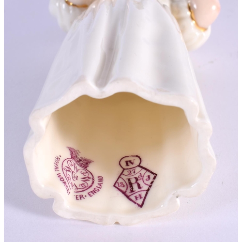 196 - Royal Worcester candlesnuffer of the Country Girl date code for 1904. 12cm high.