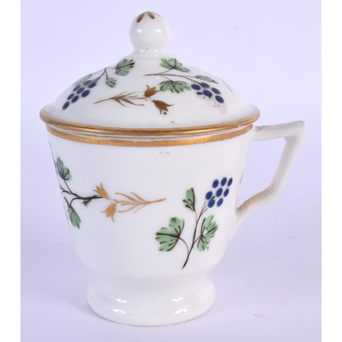 203 - 19th c . Nast a Paris custard cup and cover painted with a grape vine. 9.5c high