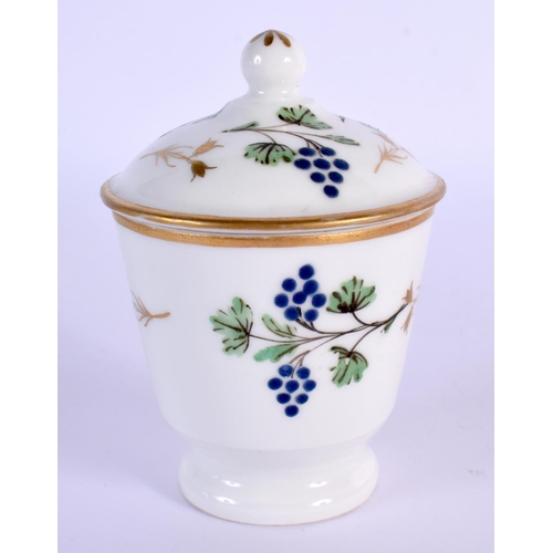 203 - 19th c . Nast a Paris custard cup and cover painted with a grape vine. 9.5c high