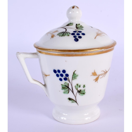 203 - 19th c . Nast a Paris custard cup and cover painted with a grape vine. 9.5c high