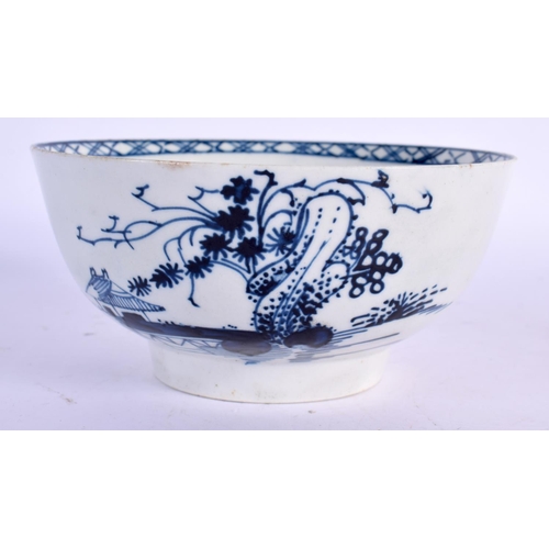 215 - 18th c. Chaffers Liverpool bowl painted with the Long Bridge pattern and Liverpool bowl printed with... 