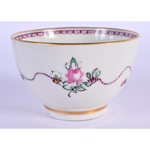 217 - 18th c. New Hall coffee cup and saucer painted with oriental figures, another teabowl and saucer wit... 