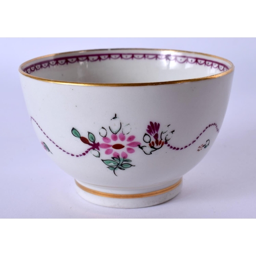 217 - 18th c. New Hall coffee cup and saucer painted with oriental figures, another teabowl and saucer wit... 