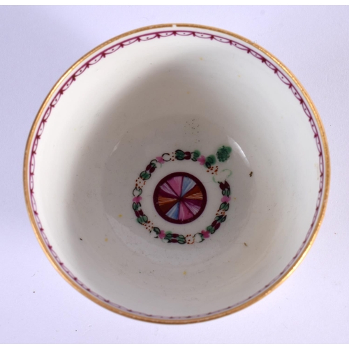 217 - 18th c. New Hall coffee cup and saucer painted with oriental figures, another teabowl and saucer wit... 