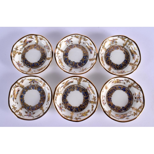 23 - A FINE RUSSIAN IMPERIAL ST PETERSBURG PORCELAIN TEASET painted with insects and flowers. Largest 20 ... 