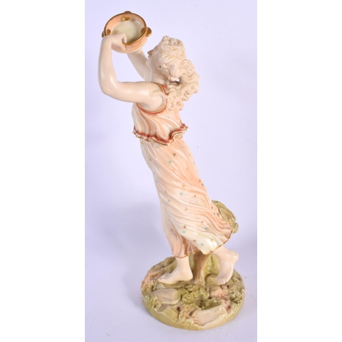 234 - Royal Worcester figure of Bacchante with cymbal date mark, shape 1441 c. 1892. 26cm high.