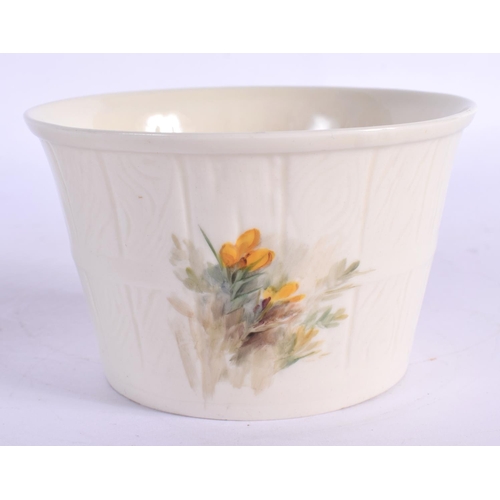 244 - Royal Worcester barrel shaped basin painted with a bullfinch and a side plate painted with a kingfis... 